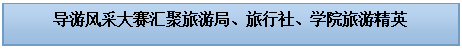 文本框: 导游风采大赛汇聚旅游局、旅行社、公司旅游精英